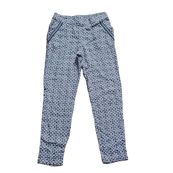 George Pull On Elastic Waist Pants ~ Sz 6 ~ Mid Rise ~ Blue & White ~ 28" Inseam - Picture 1 of 7